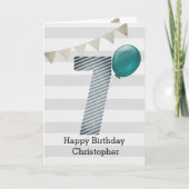 Silver and Blue 7. Geburtstag Karte (Vorderseite)