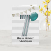 Silver and Blue 7. Geburtstag Karte (Gelbe Blume)