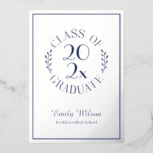 Silver and Blue Class of 2025 Graduation Party Folieneinladung (Vorderseite)