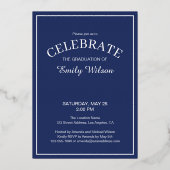 Silver and Blue Class of 2025 Graduation Party Folieneinladung (Rückseite)