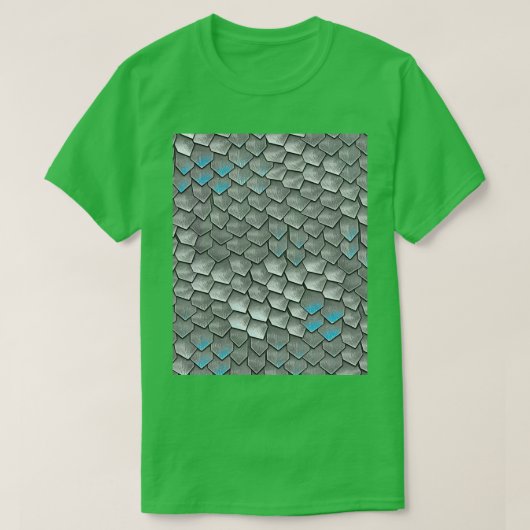 Silver and Blue Holographic Dragon Armor Scales Gr T-Shirt (Design vorne)