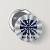Silver and Blue Metallic Celtic Knot Original Art Button (Vorne & Hinten)