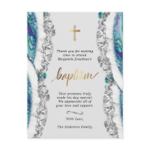 Silver and Blue Mineral Stone Baptisse Vielen Dank