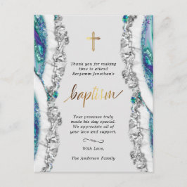 Silver and Blue Mineral Stone Baptisse Vielen Dank Postkarte