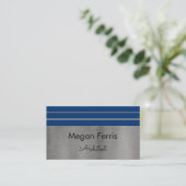 Silver and Blue Minimalistisch Business Card Visitenkarte (Stehend Vorderseite)