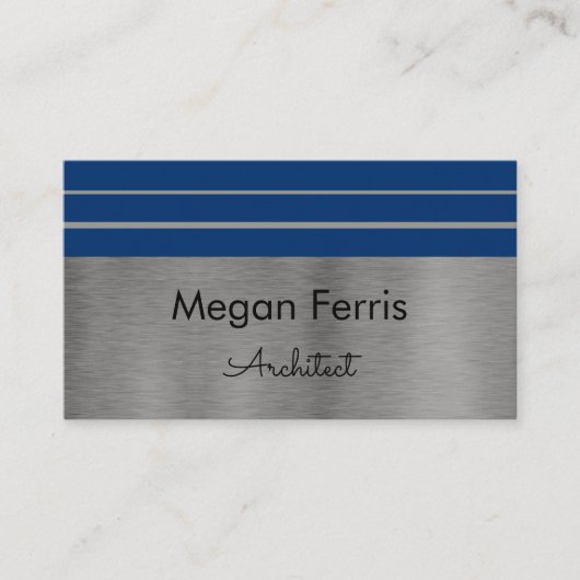 Silver and Blue Minimalistisch Business Card Visitenkarte (Vorderseite)