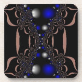 Silver and Blue Orbs on Black Untersetzer (Vorderseite)