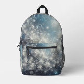 Silver and Blue Snowflake Winter Bedruckter Rucksack (Vorderseite)