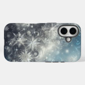 Silver and Blue Snowflake Winter Case-Mate iPhone Hülle (Rückseite (Horizontal))