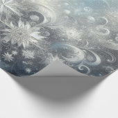 Silver and Blue Snowflake Winter Geschenkpapier (Ecke)