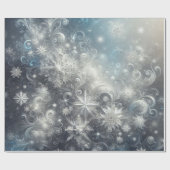 Silver and Blue Snowflake Winter Geschenkpapier (Flach)