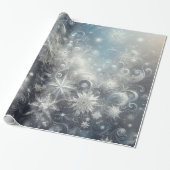 Silver and Blue Snowflake Winter Geschenkpapier (Ungerollt)