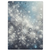 Silver and Blue Snowflake Winter Klemmbrett (Rückseite)
