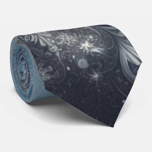 Silver and Blue Snowflake Winter Krawatte (Gerollt)