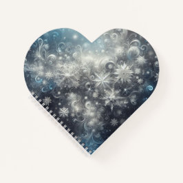 Silver and Blue Snowflake Winter Notizblock