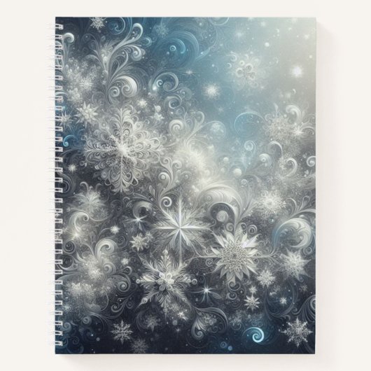 Silver and Blue Snowflake Winter Notizblock (Vorderseite)