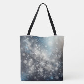 Silver and Blue Snowflake Winter Tasche (Rückseite)
