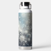 Silver and Blue Snowflake Winter Trinkflasche (Rückseite)