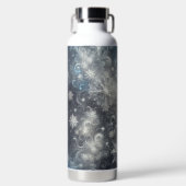 Silver and Blue Snowflake Winter Trinkflasche (Vorderseite)