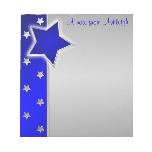 Silver and Blue Stars Notepad II Notizblock (Vorderseite)