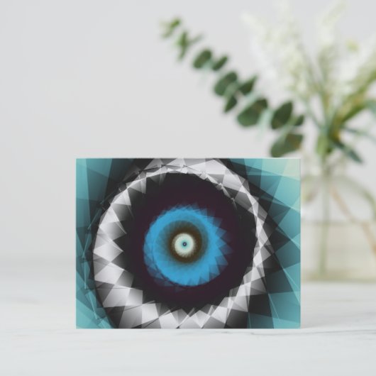Silver and Blue Trippy Psychedelic Fraktal Postkarte (Stehend Vorderseite)
