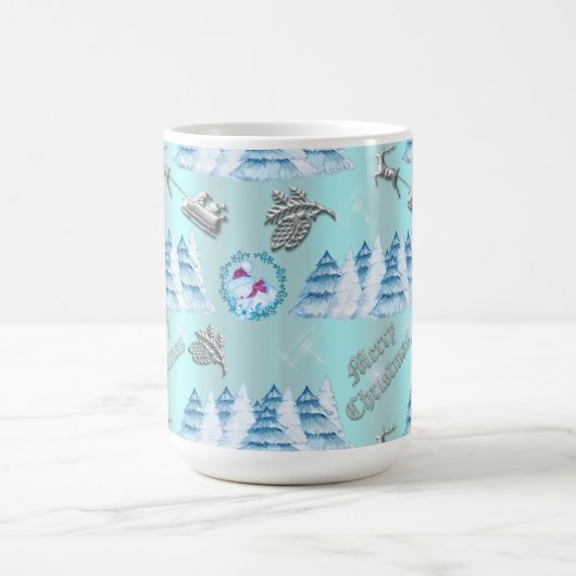 Silver and Blue Winter Wonderland Weihnachten Kaffeetasse (Mittel)