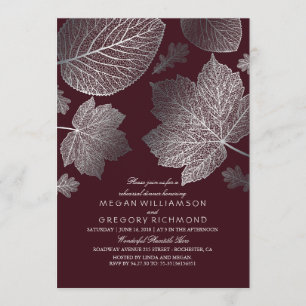 Silver and Burgundy Blätter Herbst Probe Dinner Einladung