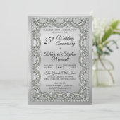Silver and Diamond 25. Wedding Anniversary Party Einladung (Stehend Vorderseite)