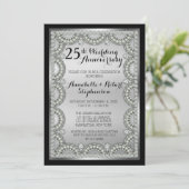 Silver and Diamond 25. Wedding Anniversary Party Einladung (Stehend Vorderseite)
