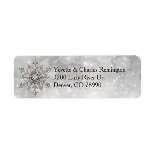 Silver and Diamond Snowflake Address Labels (Vorne)