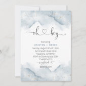 Silver and Dusty Blue Watercolor Babydusche Einladung (Vorderseite)