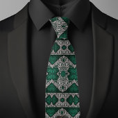 Silver and Emerald Formal Traditional Pattern Krawatte
