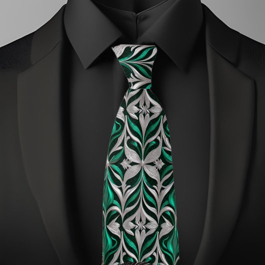Silver and Emerald Modern Pattern Krawatte