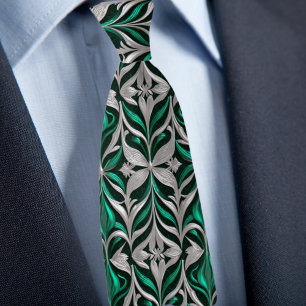 Silver and Emerald Modern Pattern Krawatte