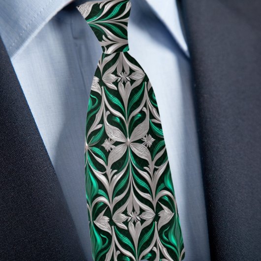 Silver and Emerald Modern Pattern Krawatte
