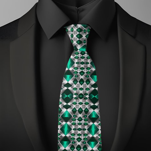 Silver and Emerald Pattern Krawatte