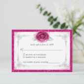 Silver and Fuchsia Rose Elegant RSVP Karte (Stehend Vorderseite)
