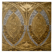 Silver and Gold Art Deco Muster Fliese (Vorderseite)