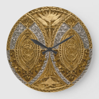 Silver and Gold Art Deco Muster Große Wanduhr