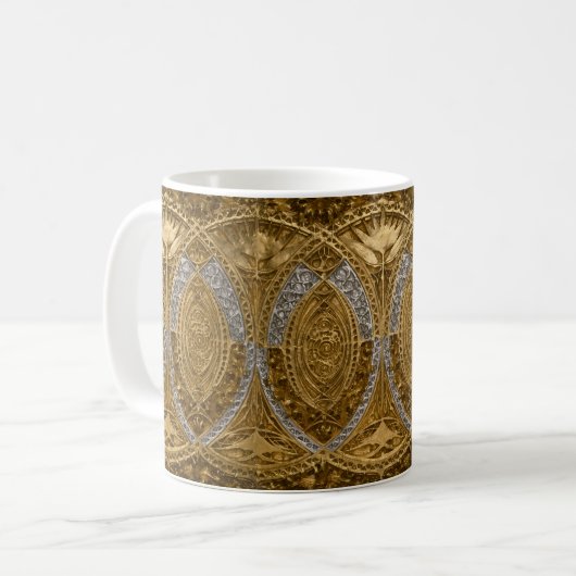 Silver and Gold Art Deco Muster Kaffeetasse (Vorderseite Links)