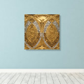 Silver and Gold Art Deco Muster Leinwanddruck (Insitu (Holzboden))