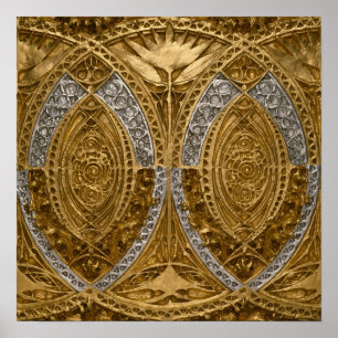 Silver and Gold Art Deco Muster Poster
