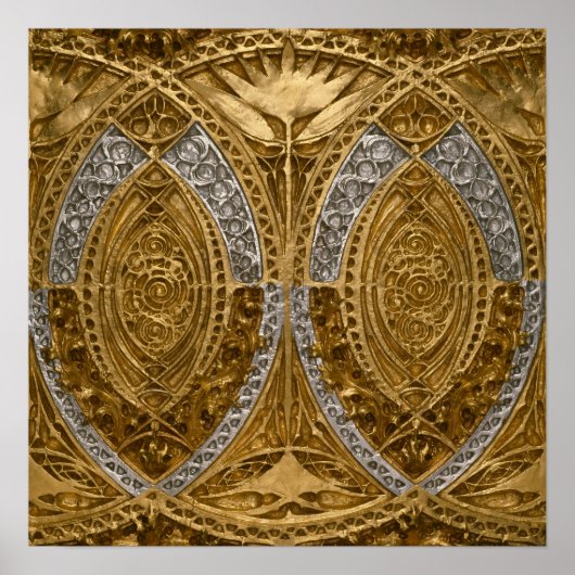 Silver and Gold Art Deco Muster Poster (Vorne)