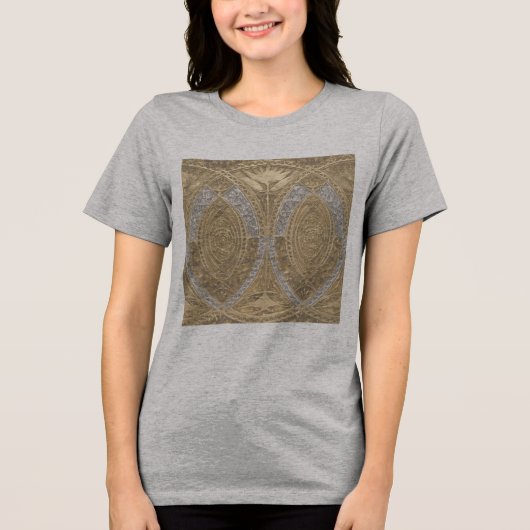 Silver and Gold Art Deco Muster Tri-Blend Shirt (Vorderseite)