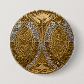 Silver And Gold Art Deco Pattern Button (Vorderseite)