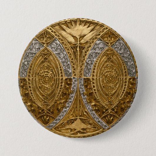 Silver And Gold Art Deco Pattern Button (Vorderseite)