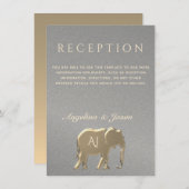 Silver and Gold Elephant Wedding Reception Card (Vorne/Hinten)