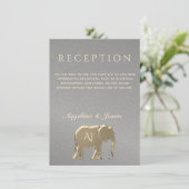 Silver and Gold Elephant Wedding Reception Card (Stehend Vorderseite)