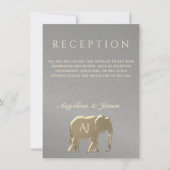 Silver and Gold Elephant Wedding Reception Card (Vorderseite)