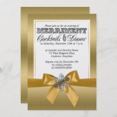 Silver and Gold Festtage Abendessen Party Einladun Einladung (Vorne/Hinten)